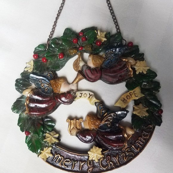Singing Angels Christmas Wreath Decor Wall Art Ornament - Picture 2 of 11